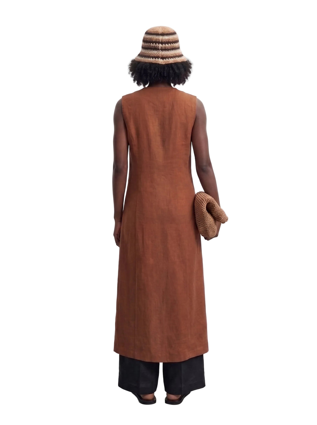 Vestido Midi Estilo Chaleco en Lino Terracota