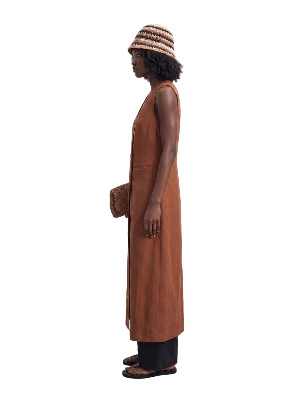 Vestido Midi Estilo Chaleco en Lino Terracota