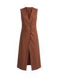 Vestido Midi Estilo Chaleco en Lino Terracota