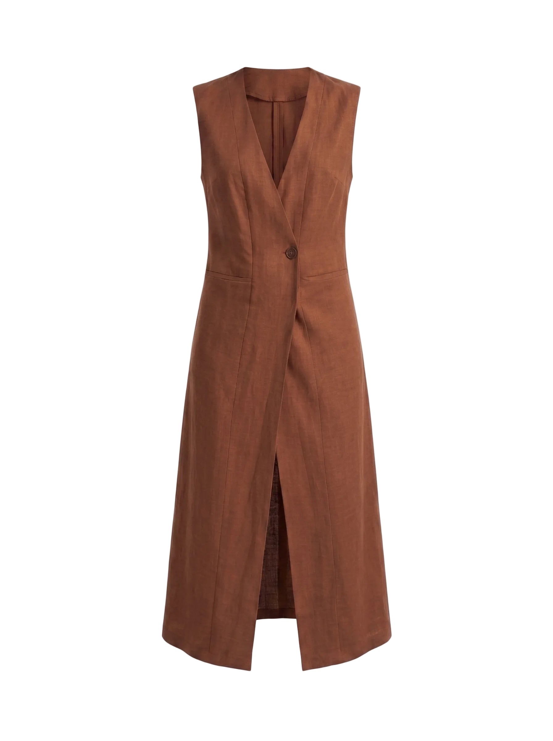 Vestido Midi Estilo Chaleco en Lino Terracota