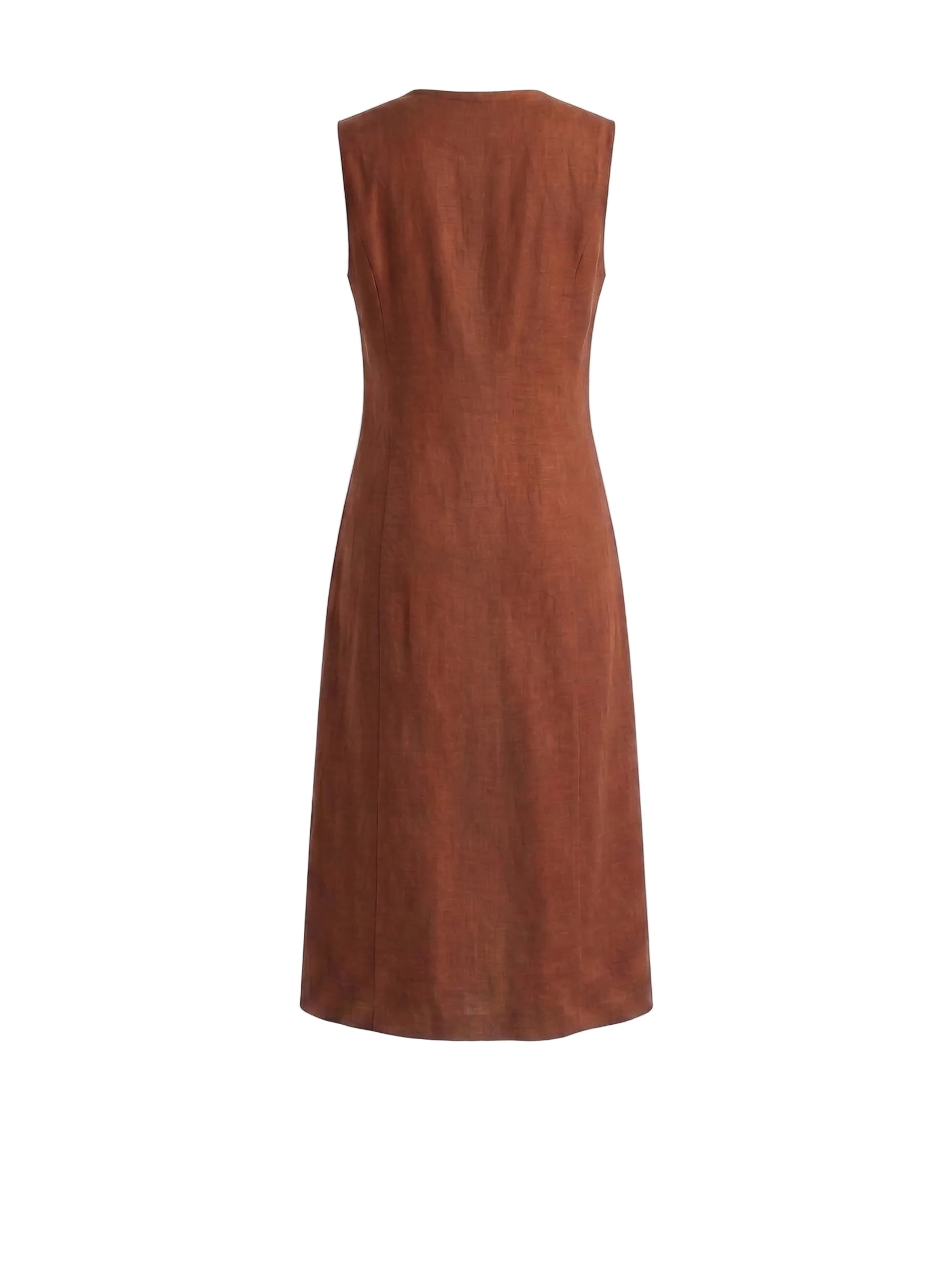 Vestido Midi Estilo Chaleco en Lino Terracota