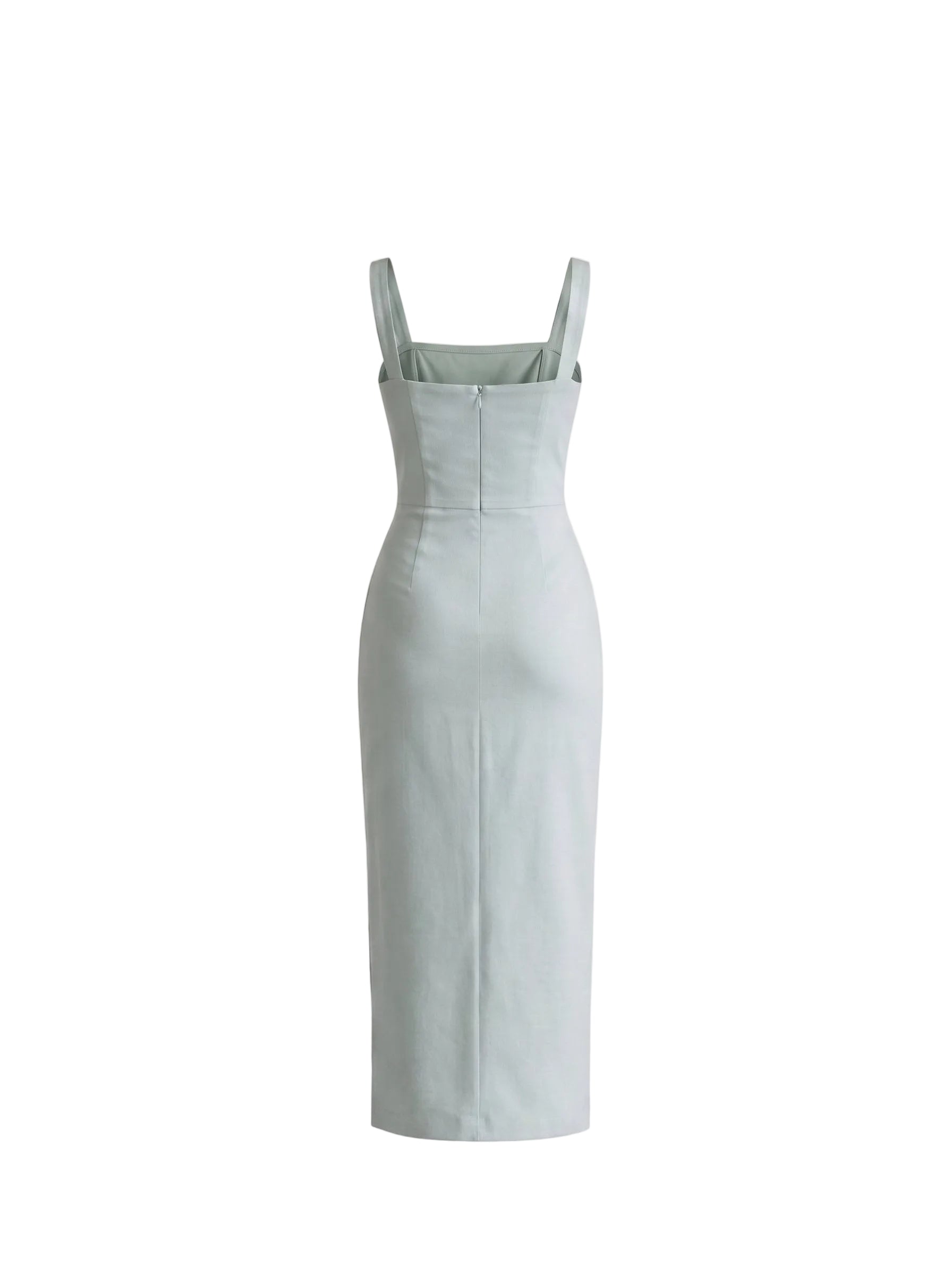 Vestido Midi con Corpiño Cruzado y Abertura Frontal Verde Menta