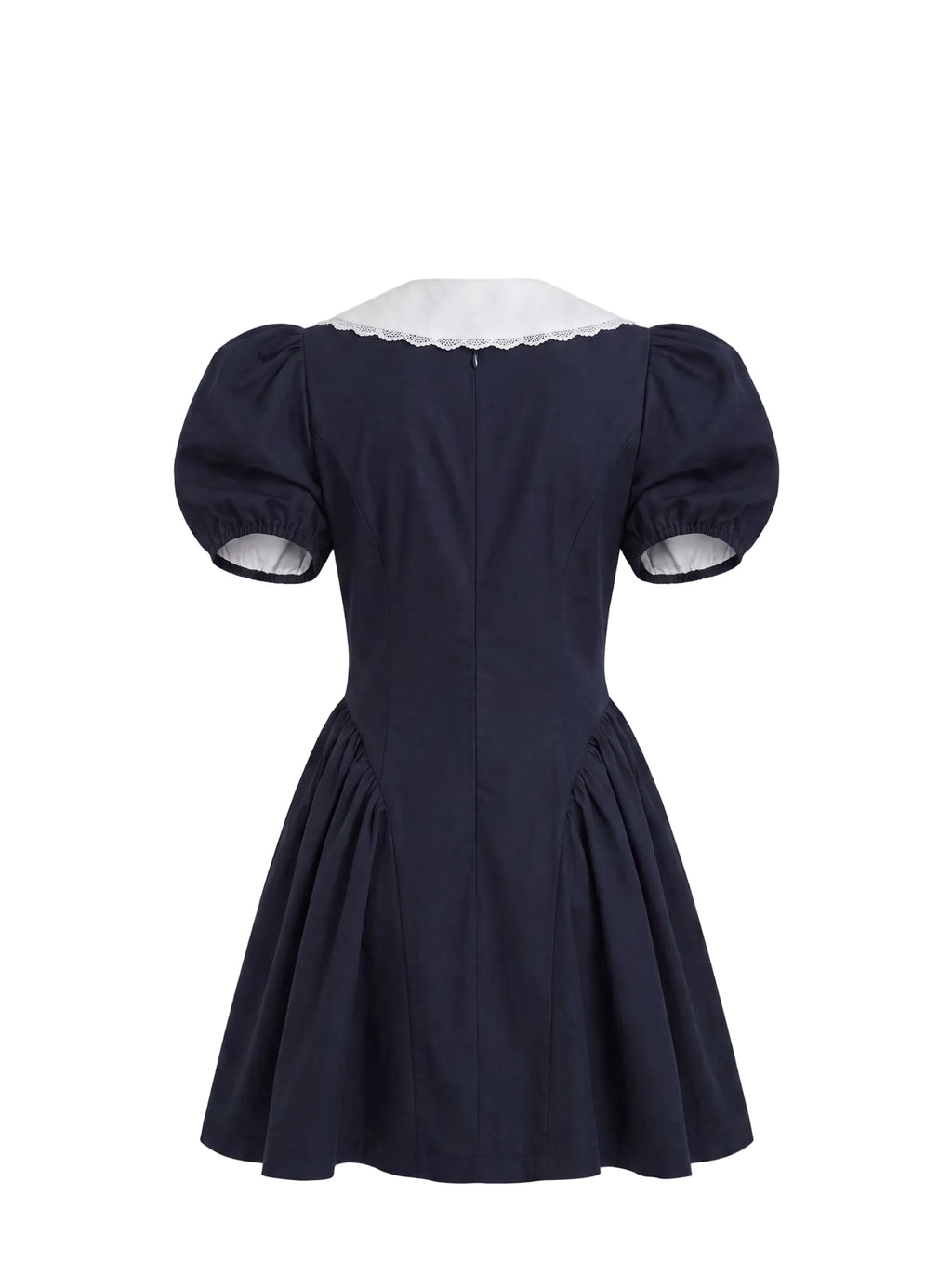 Vestido Mini con Cuello Marinero y Mangas Globo Azul Marino