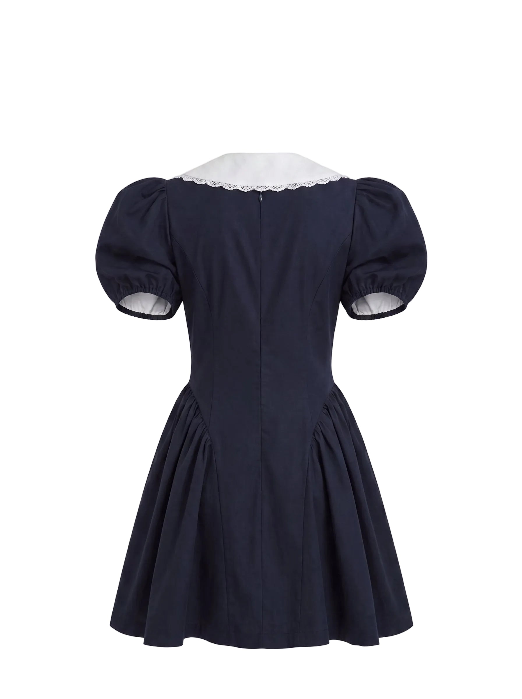 Vestido Mini con Cuello Marinero y Mangas Globo Azul Marino
