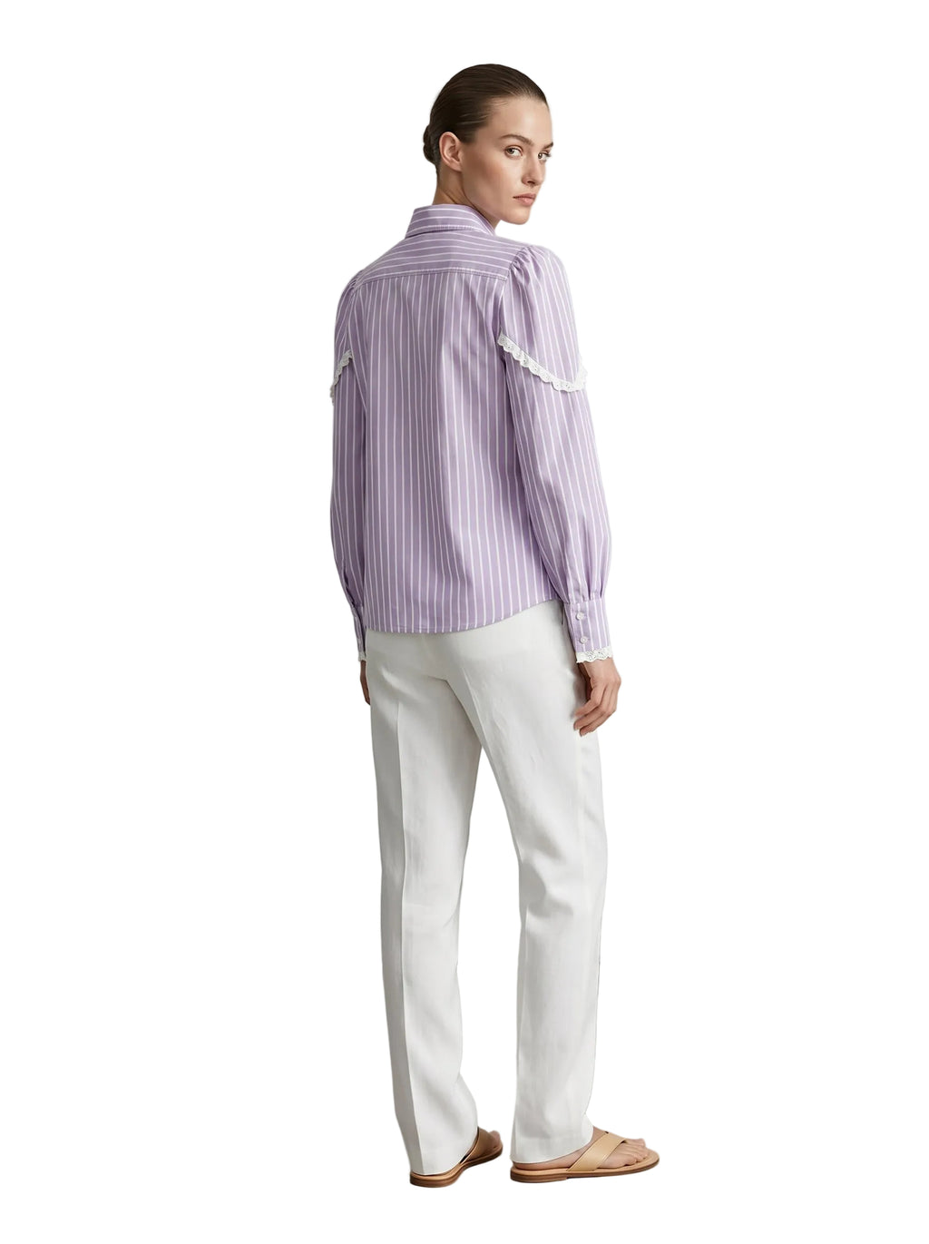 Camisa Lila Rayas & Encaje