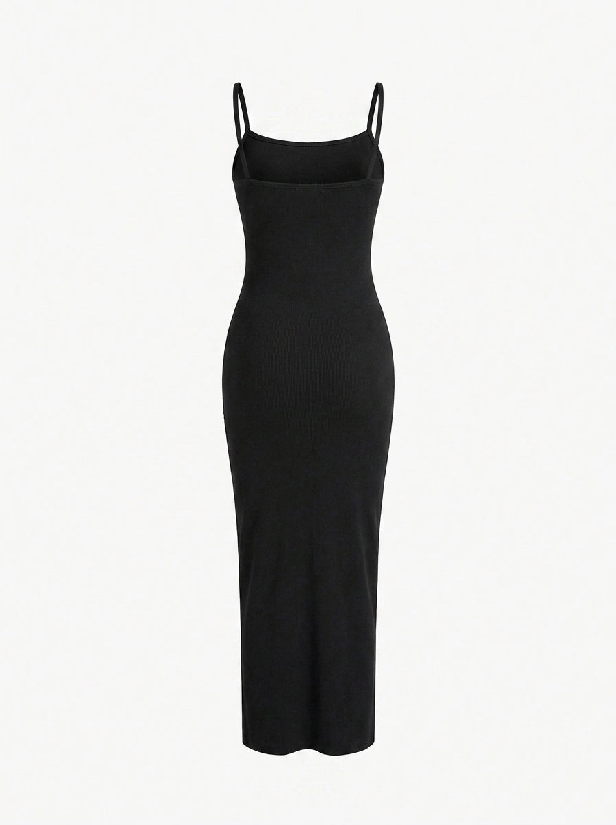 Vestido Midi Bodycon de Tirantes Negro