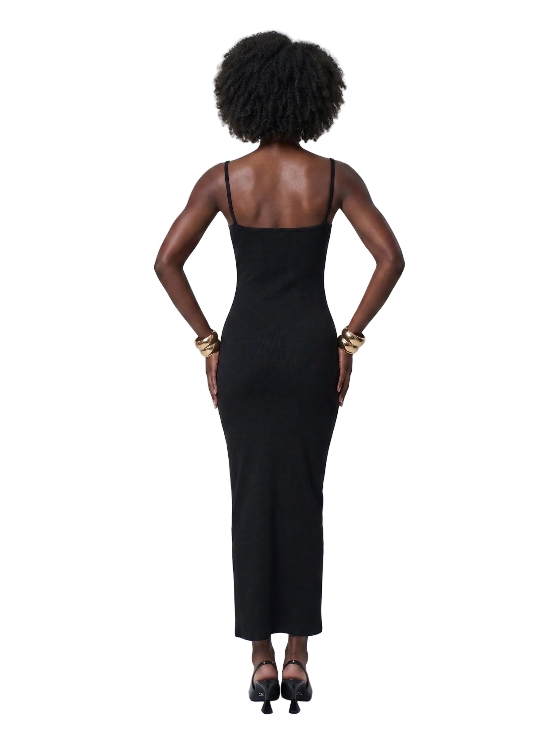 Vestido Midi Bodycon de Tirantes Negro