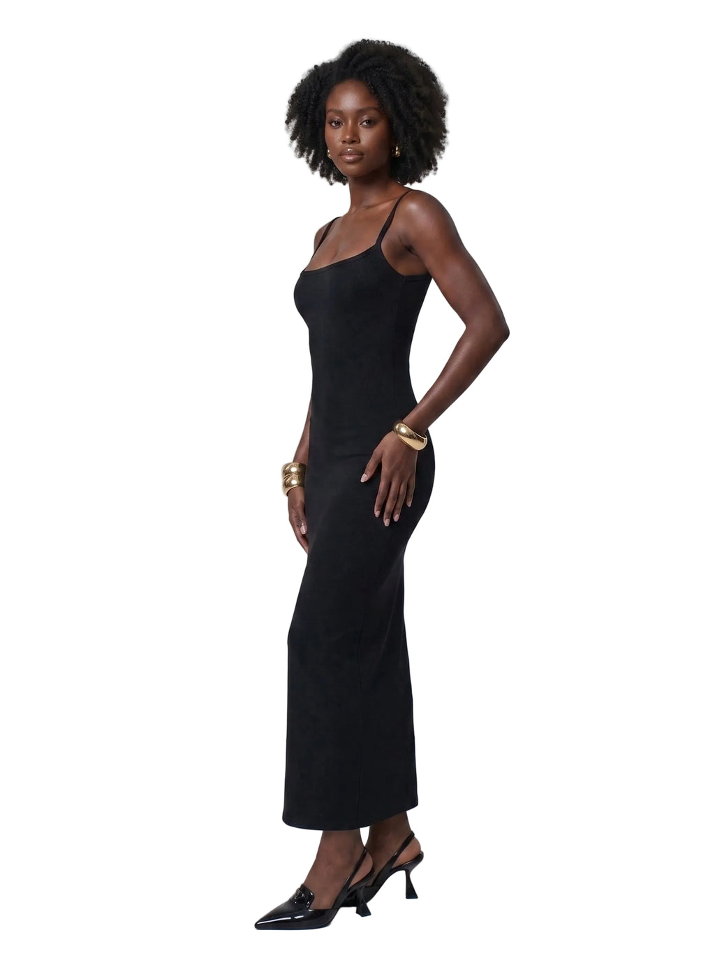 Vestido Midi Bodycon de Tirantes Negro