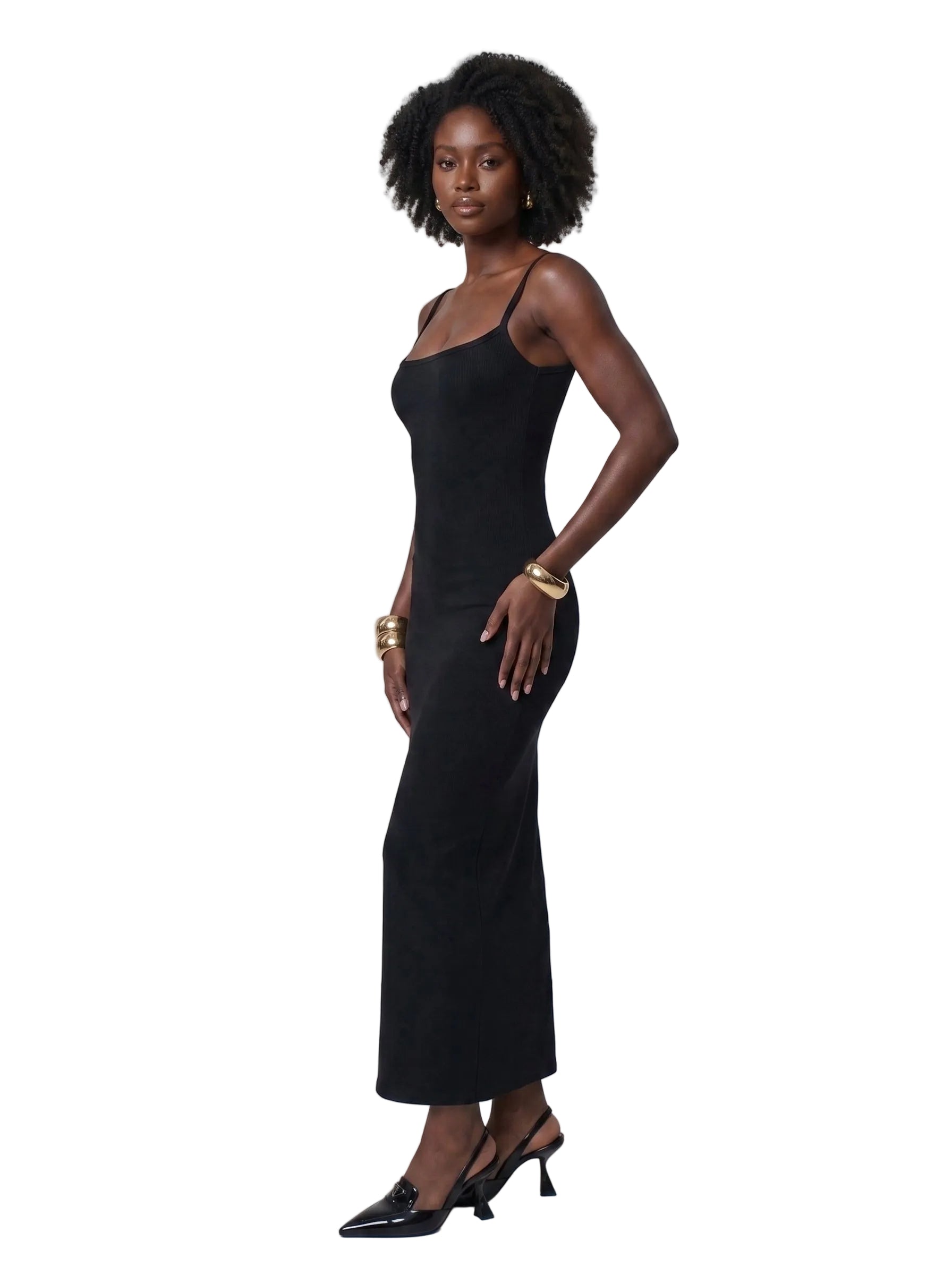 Vestido Midi Bodycon de Tirantes Negro
