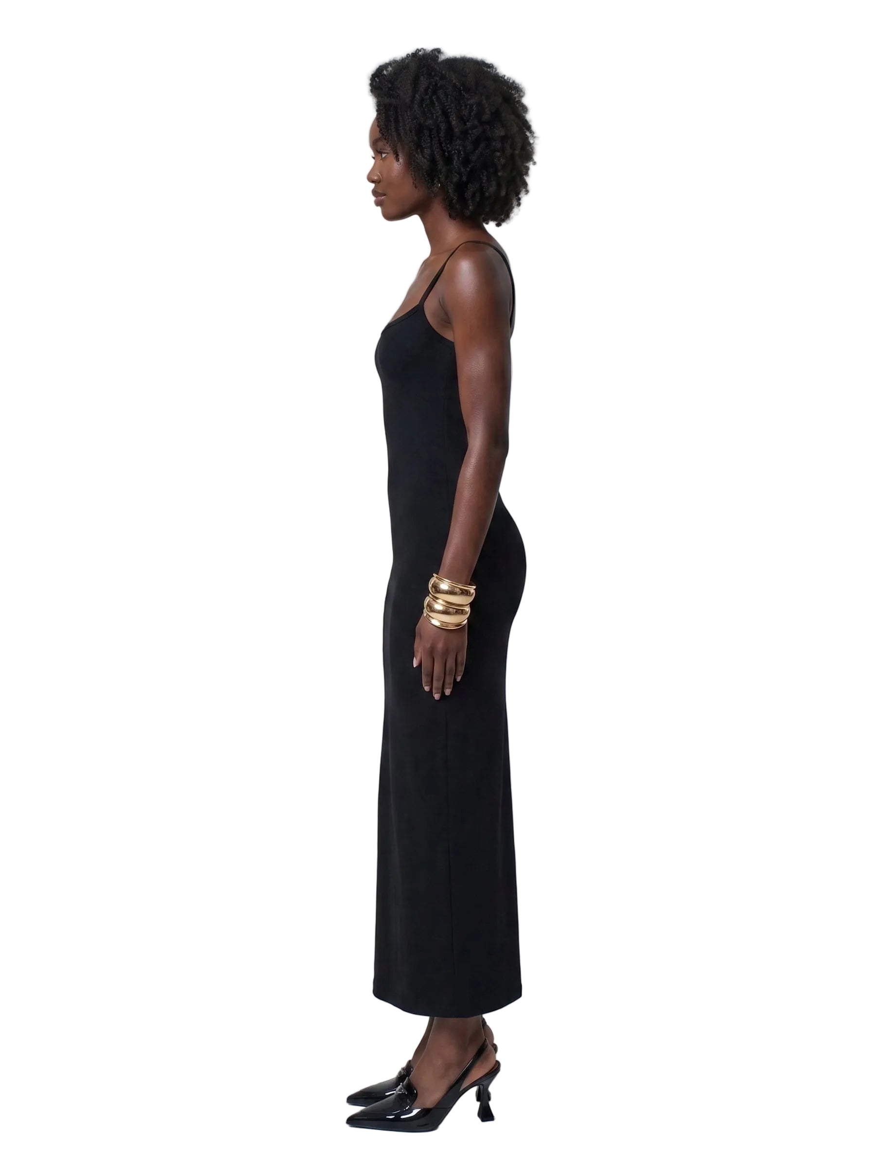 Vestido Midi Bodycon de Tirantes Negro