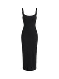 Vestido Midi Bodycon de Tirantes Negro