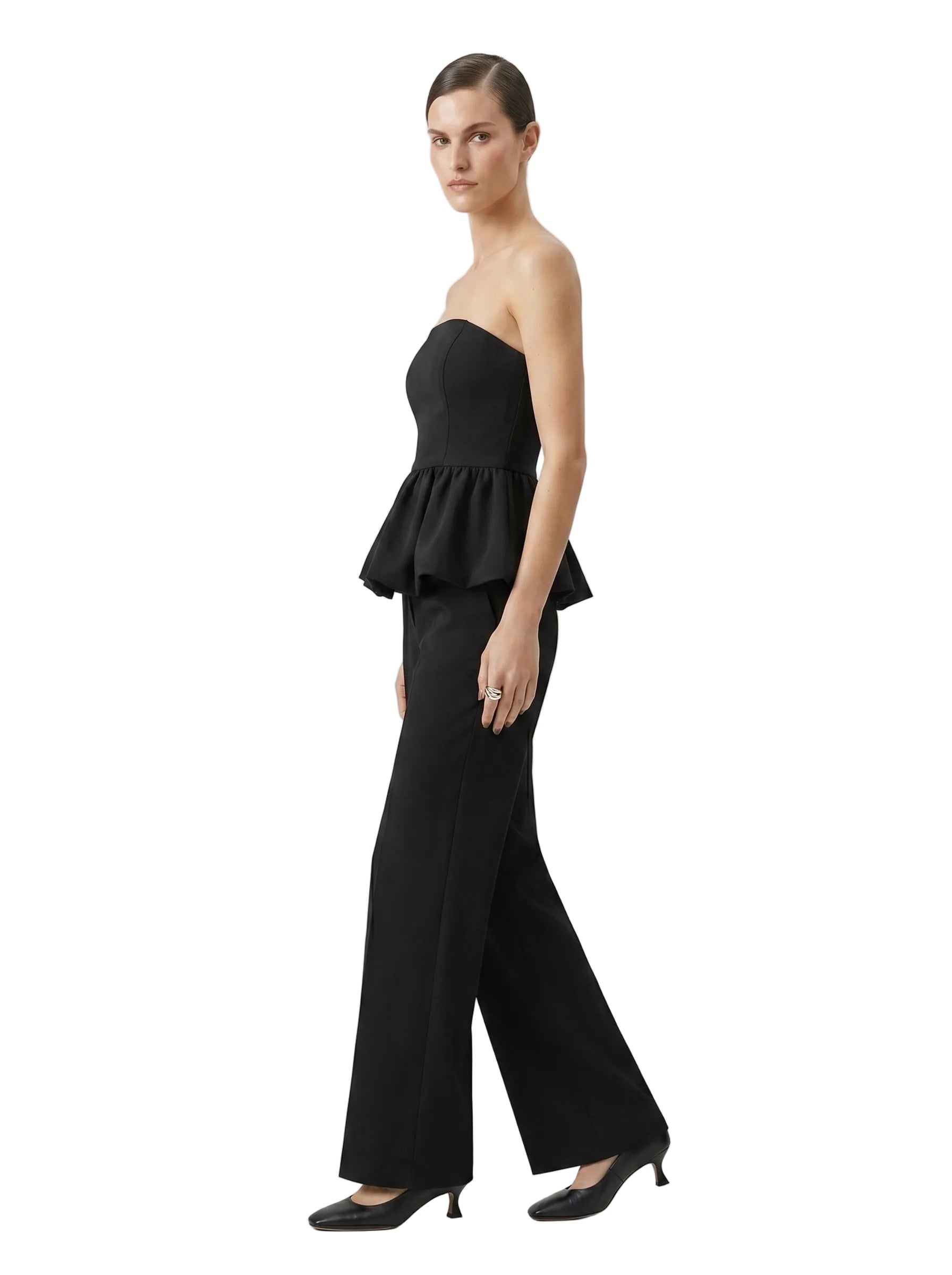 Top strapless peplum negro