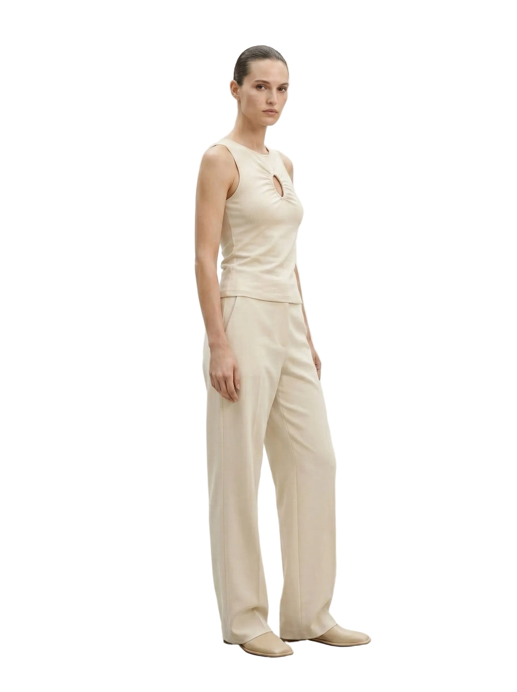 Top entallado cut-out keyhole blanco