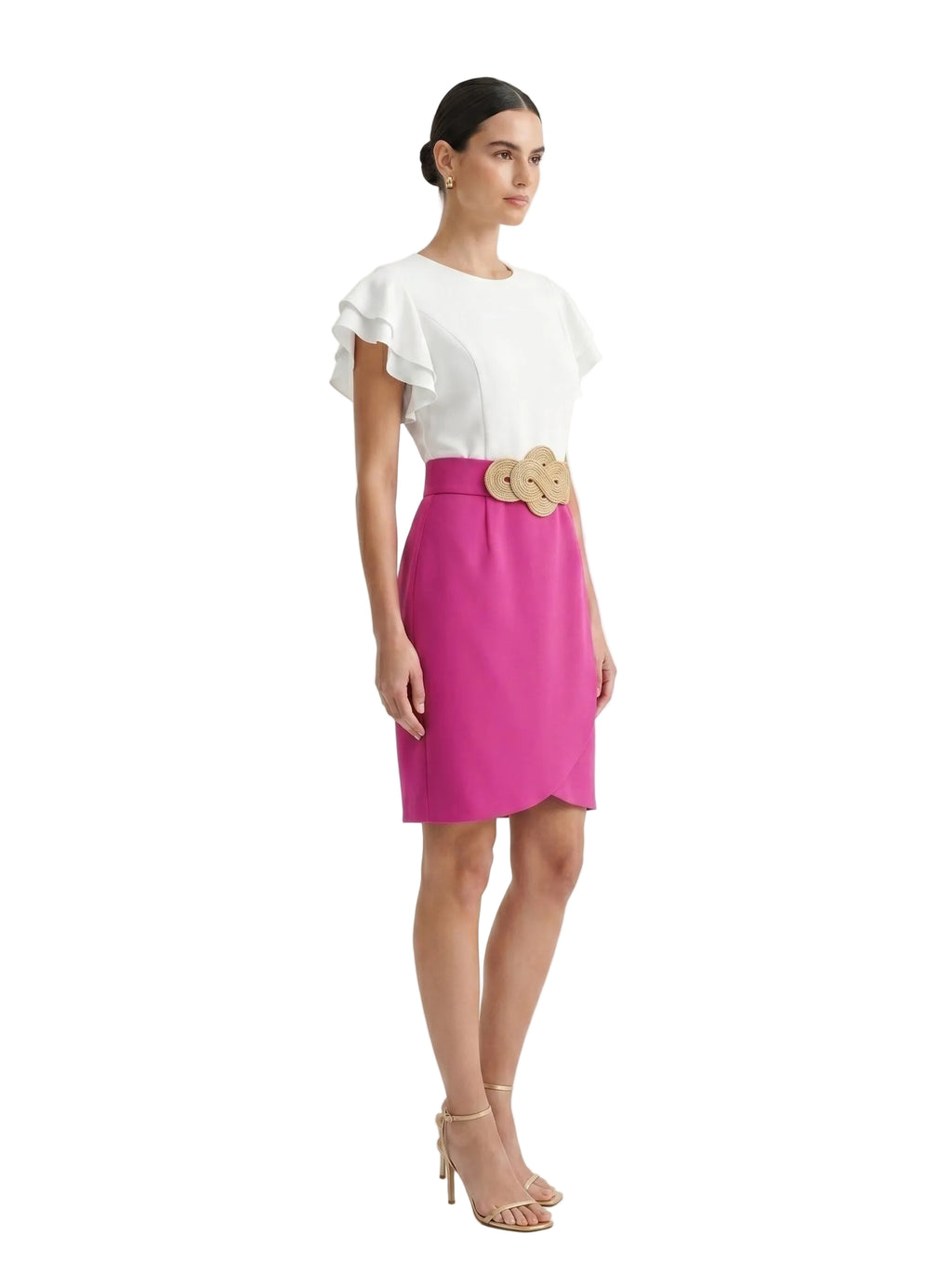 VESTIDO BICOLOR FUCSIAWHITE