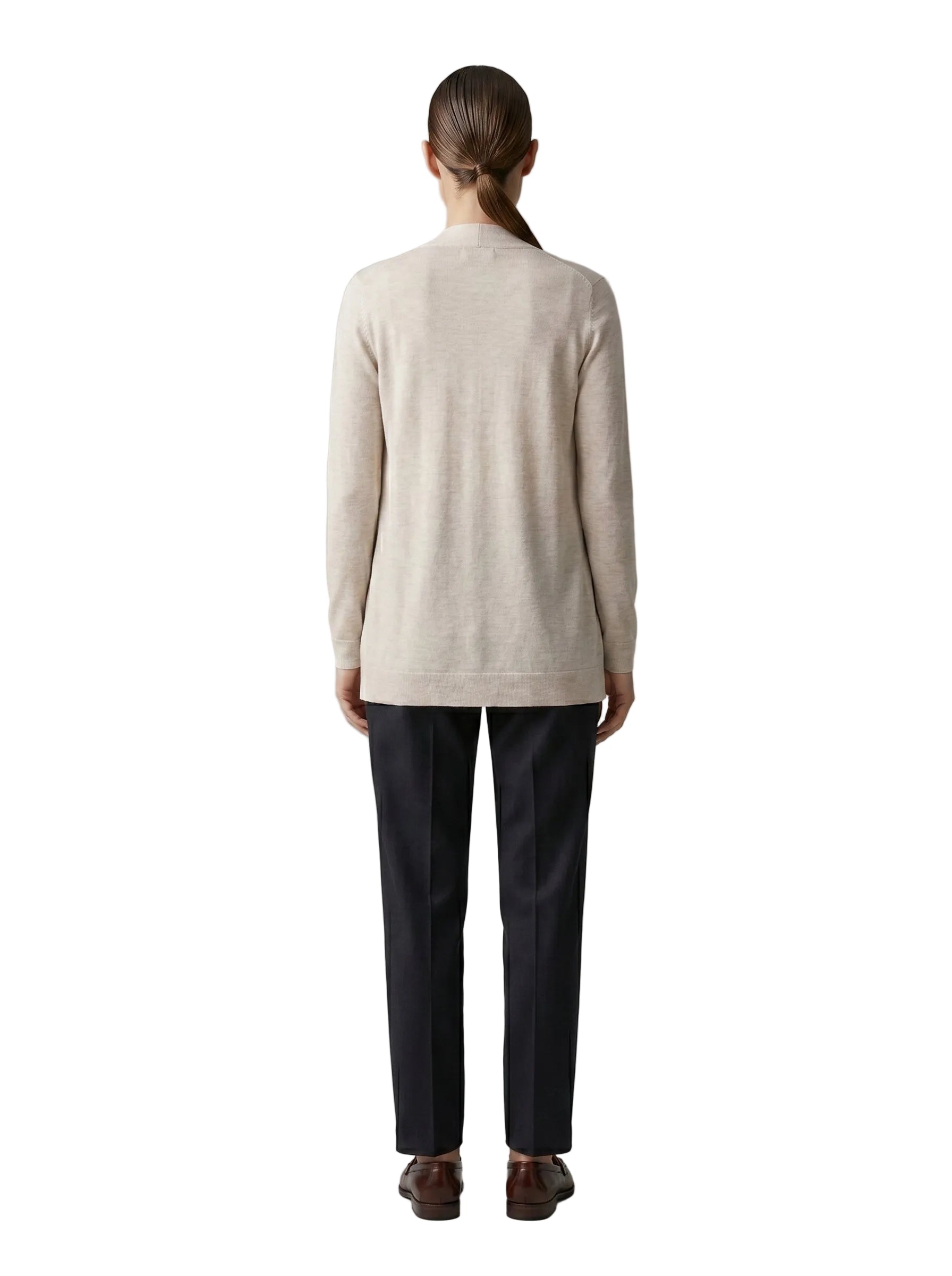 Cardigan Abierto en Tejido Suave Beige Arena