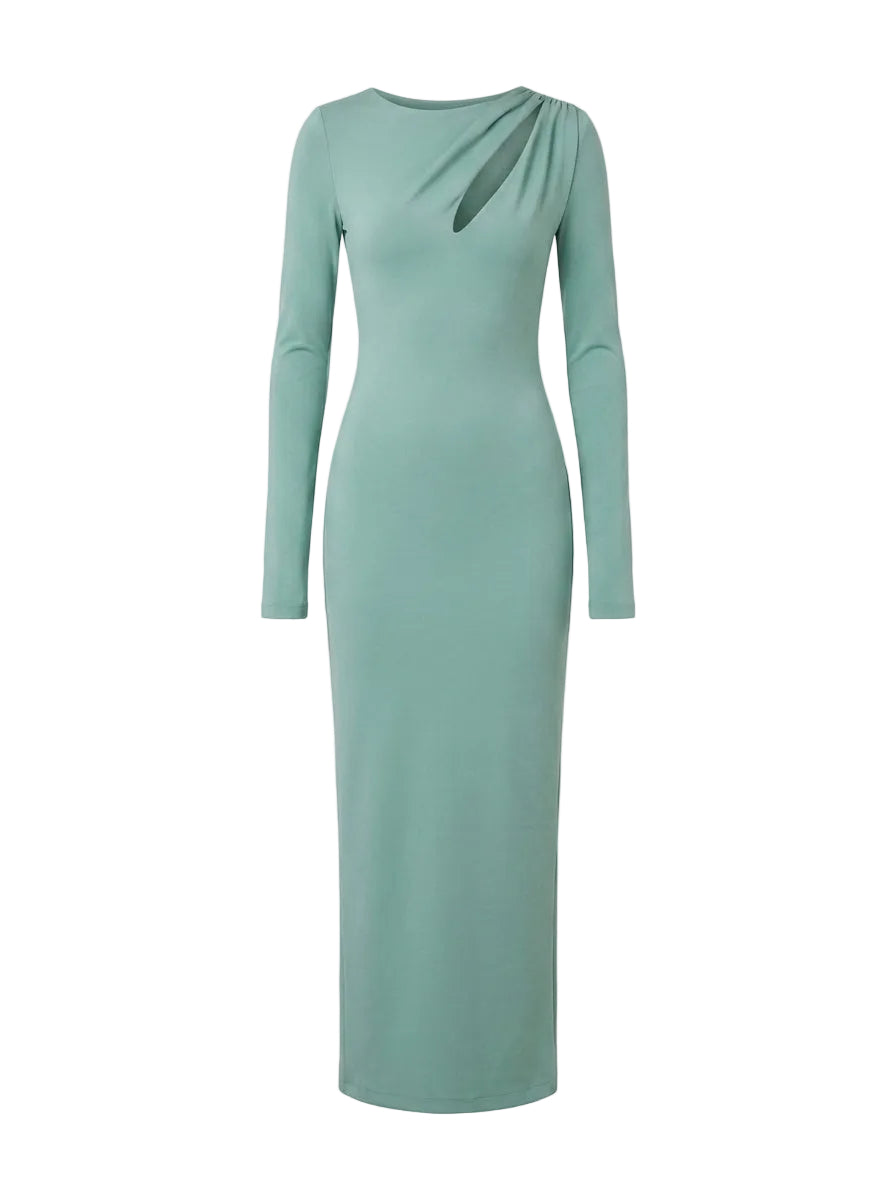 Vestido Maxi Bodycon con Cut-Out Asimétrico  Verde Salvia