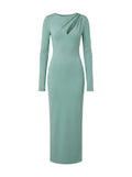 Vestido Maxi Bodycon con Cut-Out Asimétrico  Verde Salvia