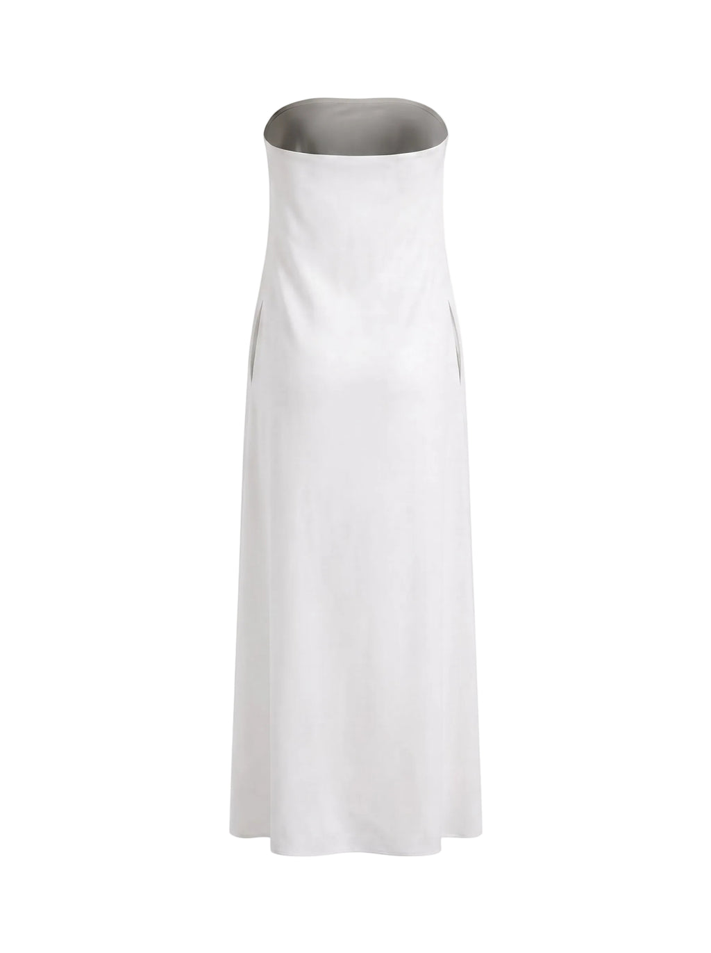 Vestido Maxi Strapless en Lino Blanco Marfil